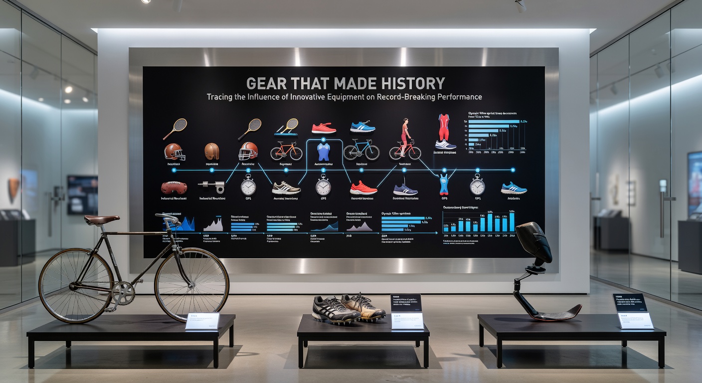 Athletes using advanced sports equipment during a record-setting competition event