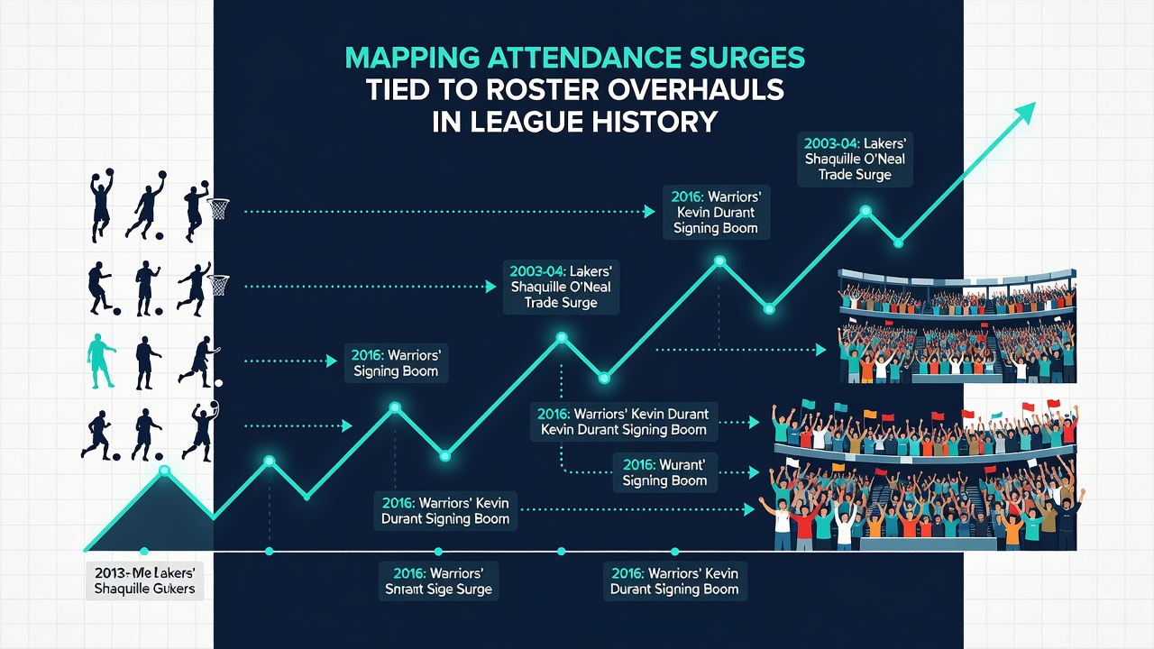 Graph illustrating fan attendance trends after key roster adjustments in NFL and NHL franchises