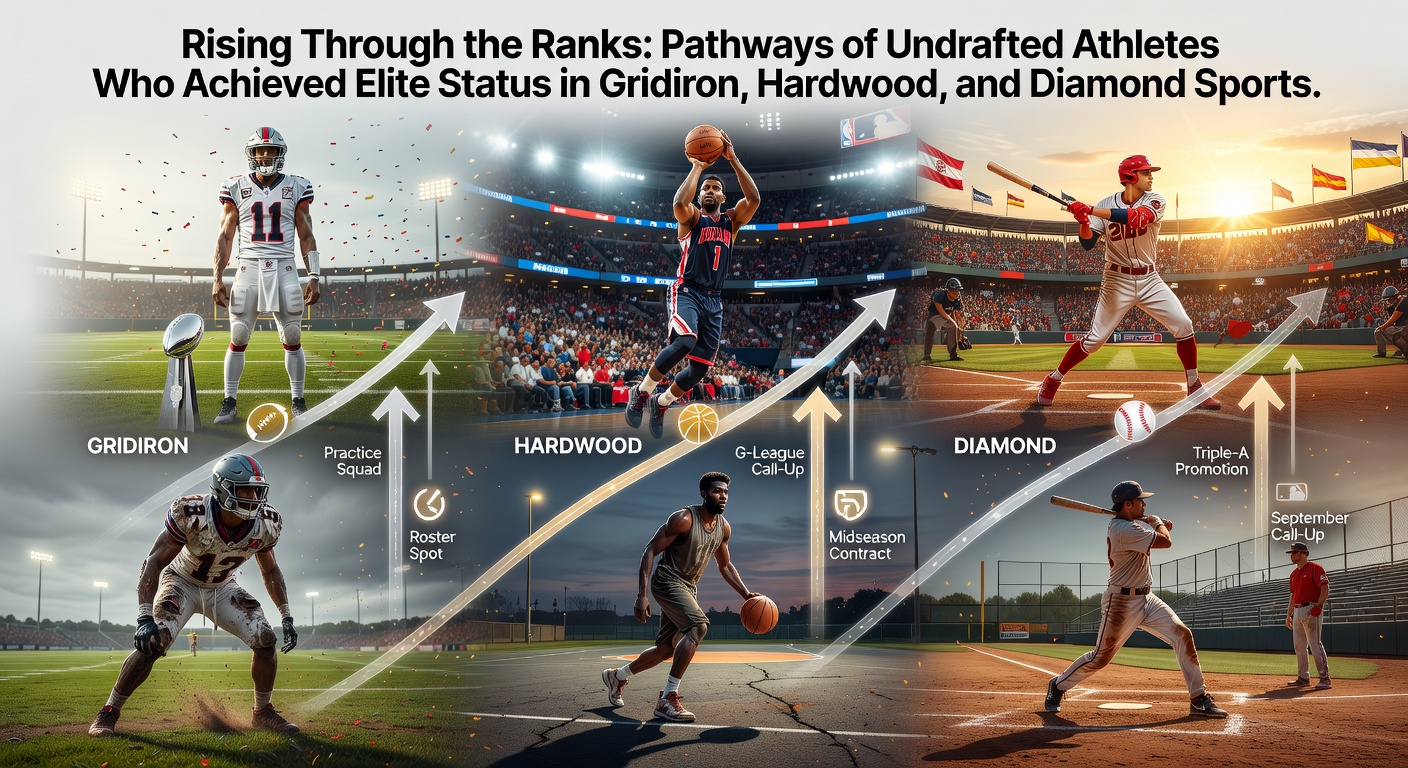 Undrafted athletes training on a professional field, showcasing dedication in gridiron sports