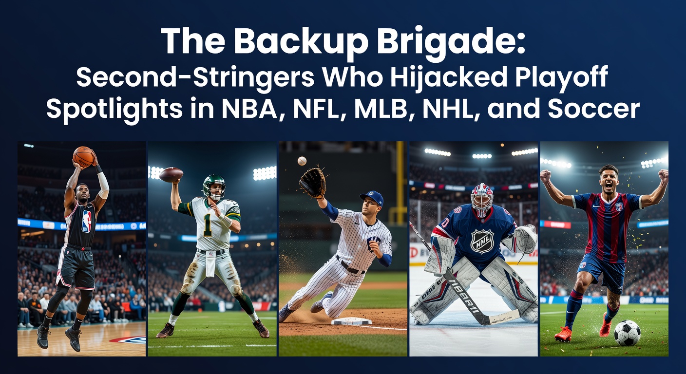 A backup player leaps in celebration amid playoff chaos, stealing the spotlight from starters in a packed arena